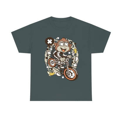 Cartoon Mad Monkey BMX - Unisex Heavy Cotton Tee