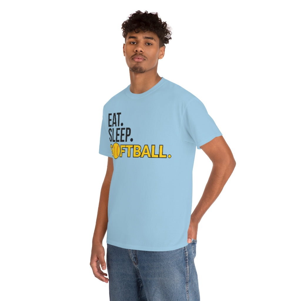 Eat Sleep Softball - Ball motif - Unisex Heavy Cotton Tee