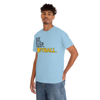 Eat Sleep Softball - Ball motif - Unisex Heavy Cotton Tee