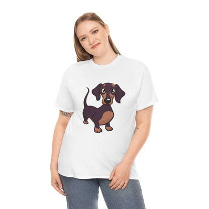 Cartoon Dog Puppy - Daschund - Unisex Heavy Cotton Tee