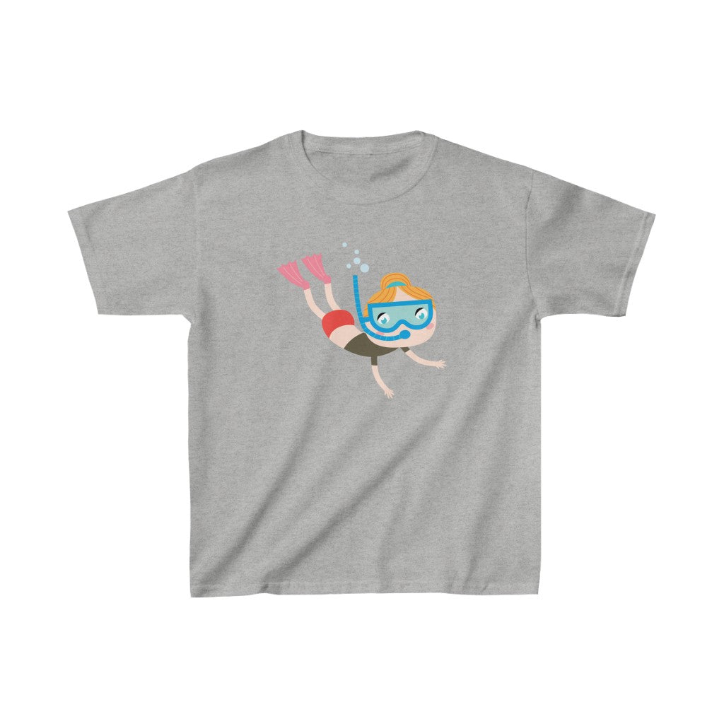 Cartoon Kid Snorkelling - Kids Heavy Cotton™ Tee