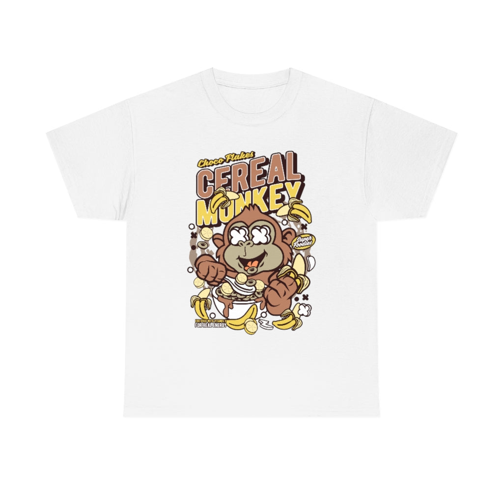 Cartoon Mad Monkey Cereal - Unisex Heavy Cotton Tee