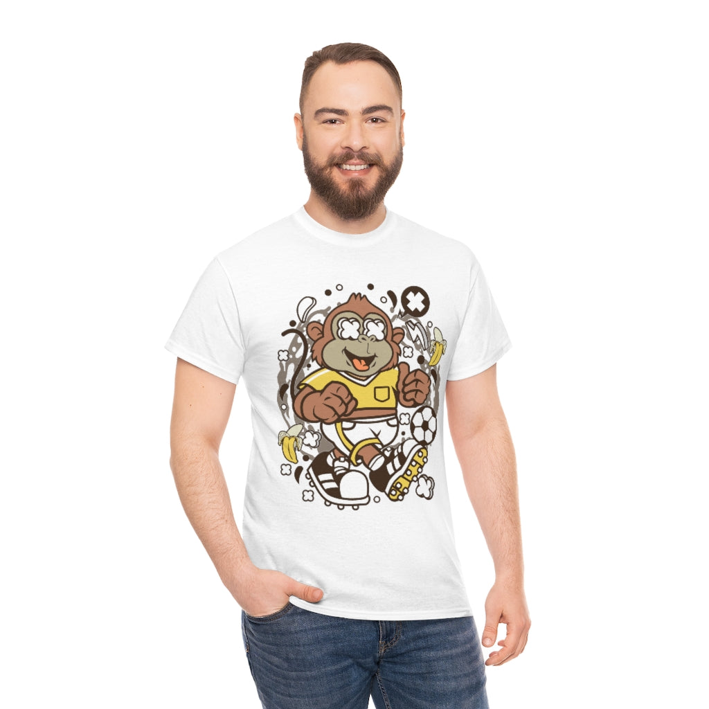 Cartoon Mad Monkey Soccer - Unisex Heavy Cotton Tee