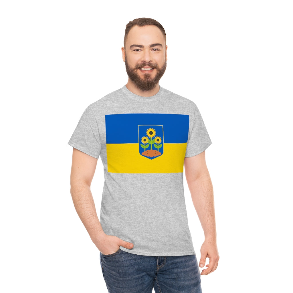 Ukrainian Flag - Sunflower Trident - Unisex Heavy Cotton Tee