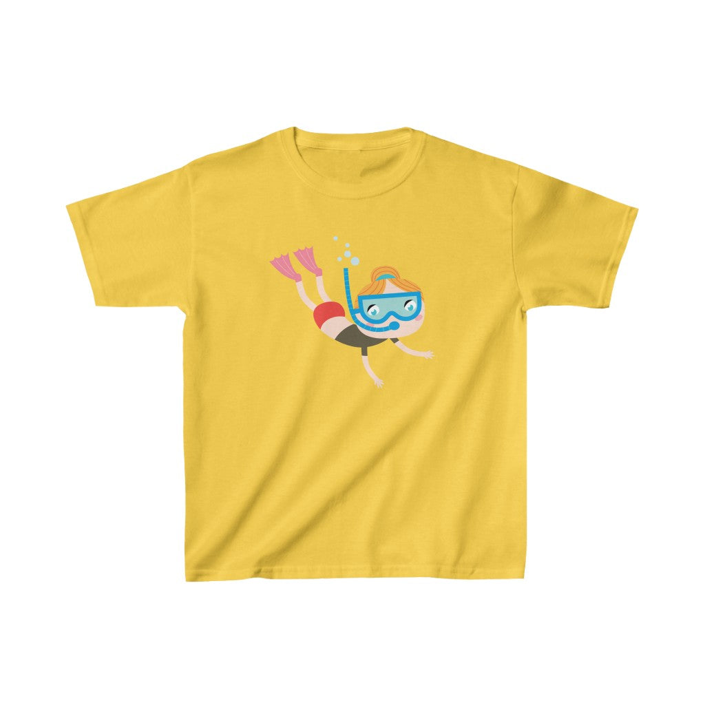 Cartoon Kid Snorkelling - Kids Heavy Cotton™ Tee