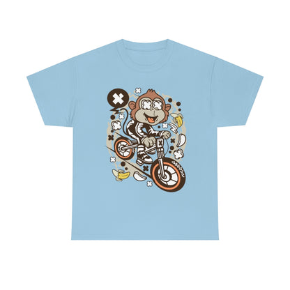 Cartoon Mad Monkey BMX - Unisex Heavy Cotton Tee