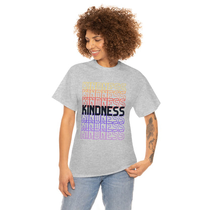 KINDNESS - repeating rainbow - red-purple - Unisex Heavy Cotton Tee