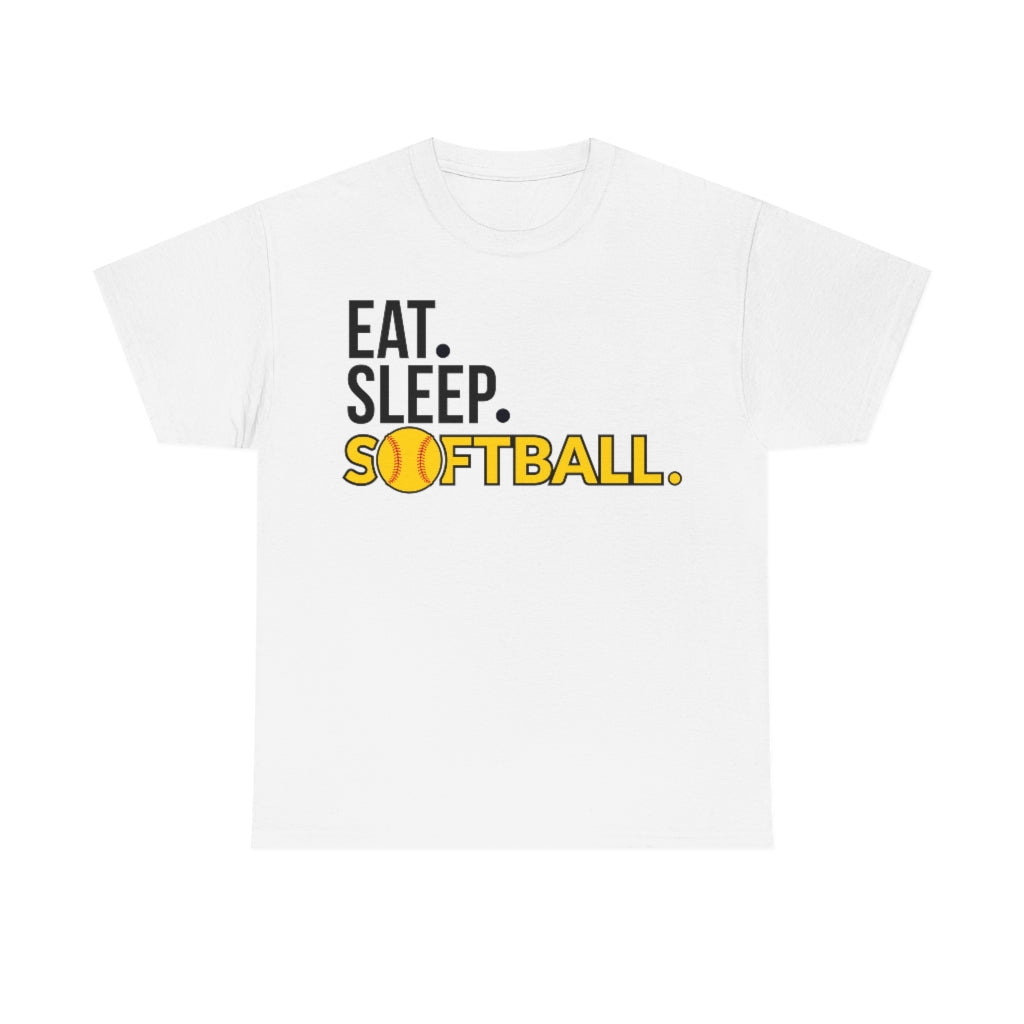 Eat Sleep Softball - Ball motif - Unisex Heavy Cotton Tee