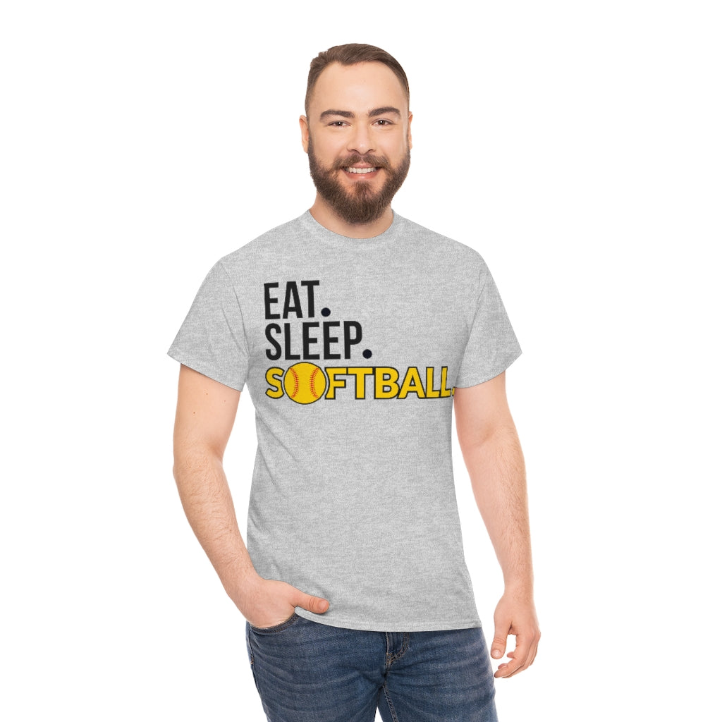 Eat Sleep Softball - Ball motif - Unisex Heavy Cotton Tee