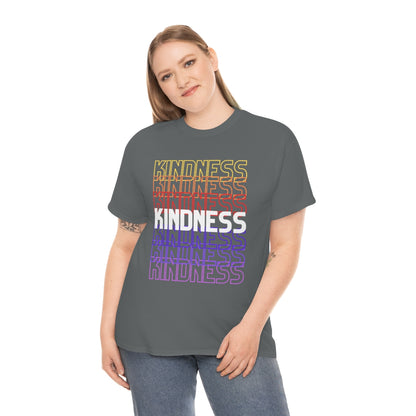 KINDNESS - repeating rainbow - red-purple - Unisex Heavy Cotton Tee