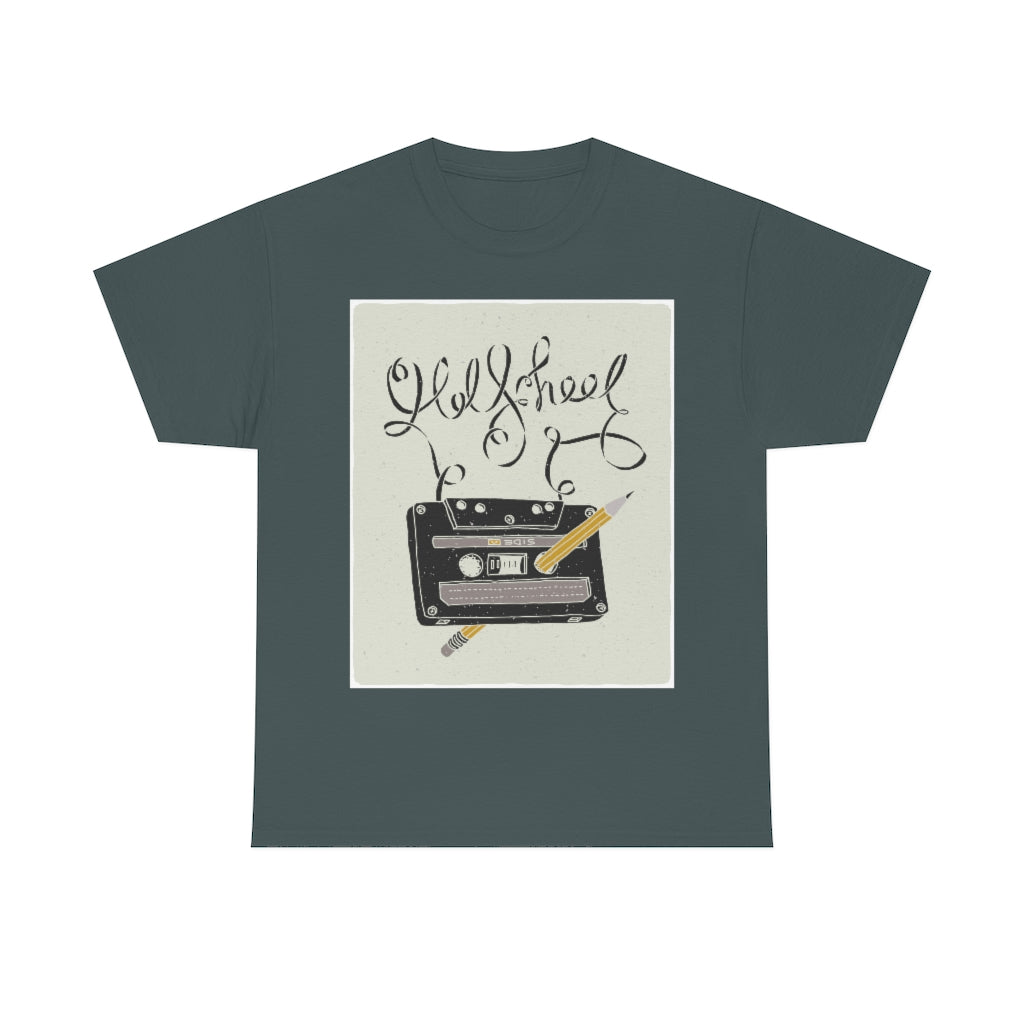 Retro - Old School Cassette Tape and Pencil - Unisex Heavy Cotton Tee