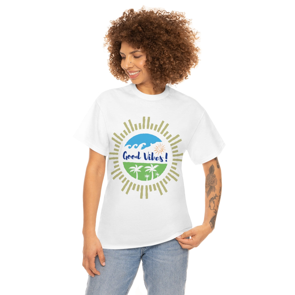 Good Vibes Summer Surf - Unisex Heavy Cotton Tee