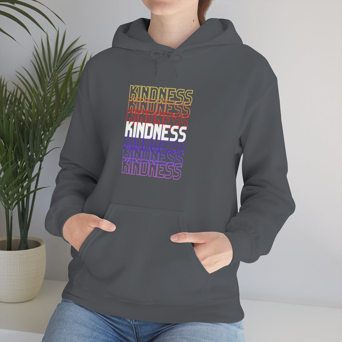 Kindness Repeating Rainbow - Rainbow -Unisex Heavy Blend™ Hooded Sweatshirt