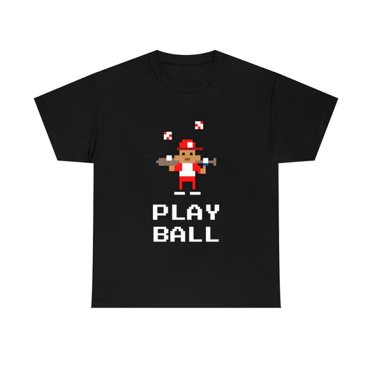 Baseball Retro 8-bit Play Ball - Unisex Cotton Tee