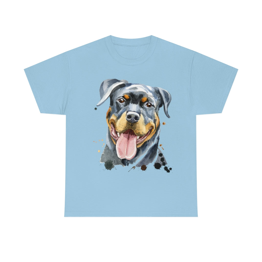 Rottweiller Dog Portrait - Water color - Unisex Heavy Cotton Tee