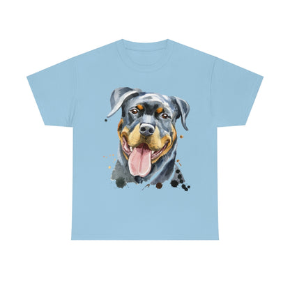 Rottweiller Dog Portrait - Water color - Unisex Heavy Cotton Tee