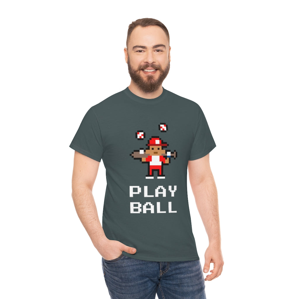 Baseball Retro 8-bit Play Ball - Unisex Cotton Tee