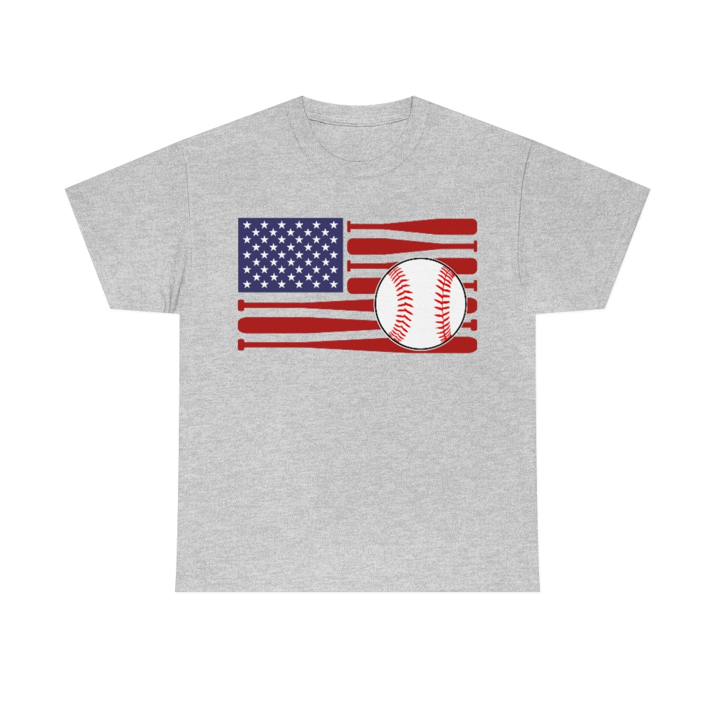 Baseball USA Flag - Unisex Cotton Tee