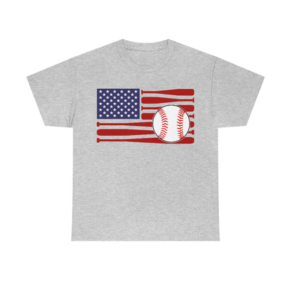 Baseball USA Flag - Unisex Cotton Tee