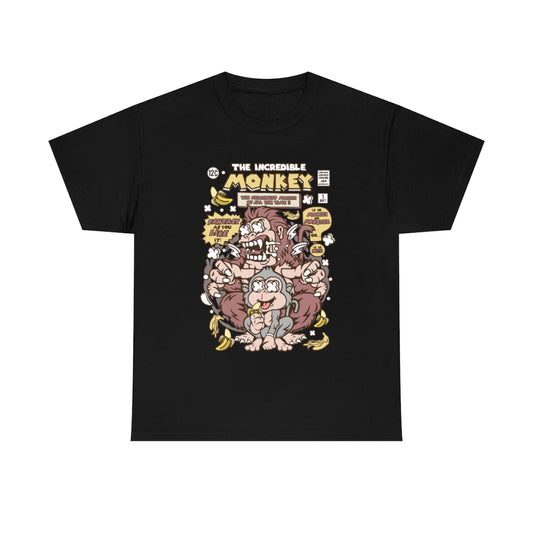 Cartoon Mad Monkey Comic Book Cover - Unisex Heavy Cotton Tee