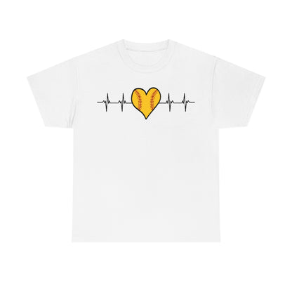 Softball Heartbeat - Unisex Cotton Tee