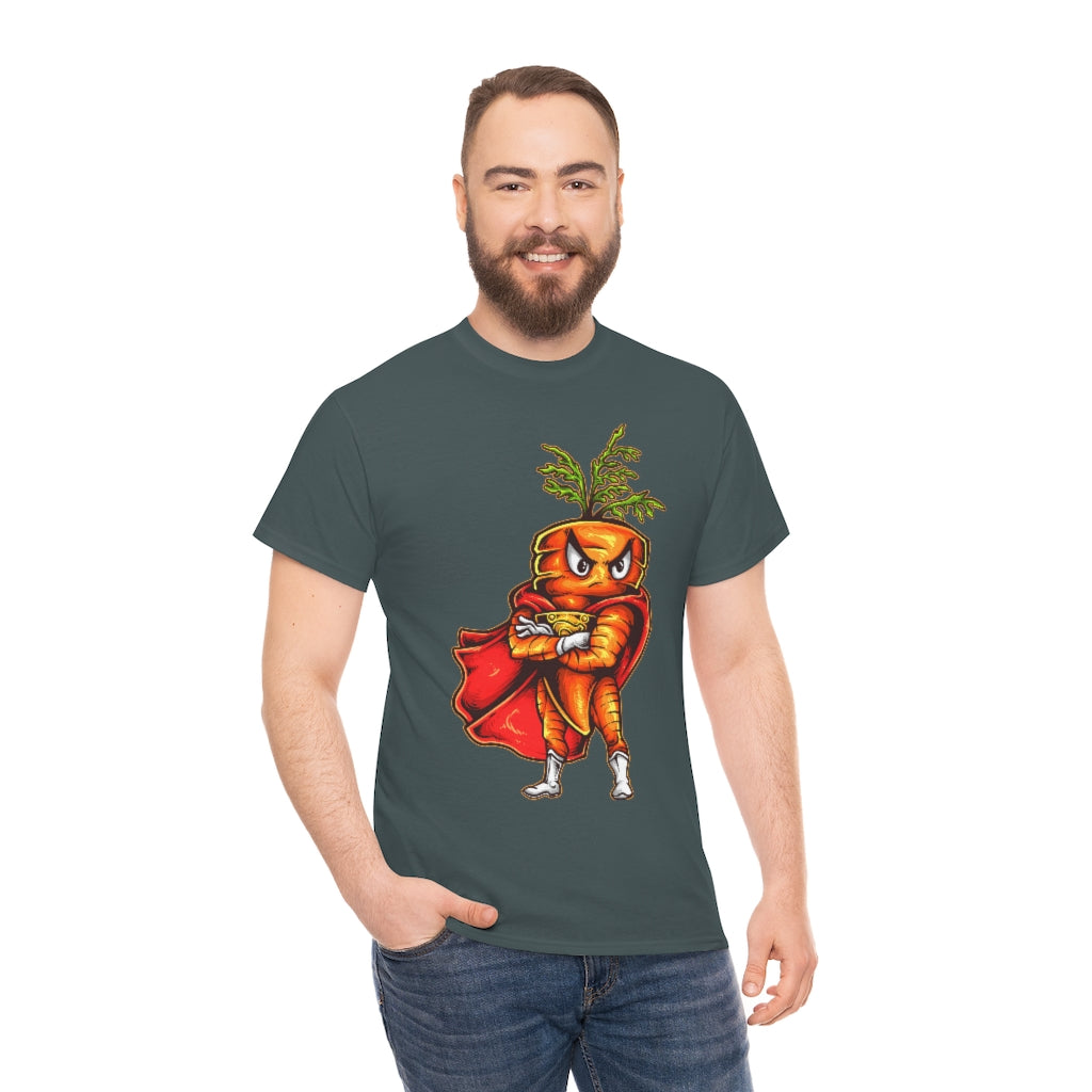 Cartoon Art - Super Carrot - Unisex Heavy Cotton Tee