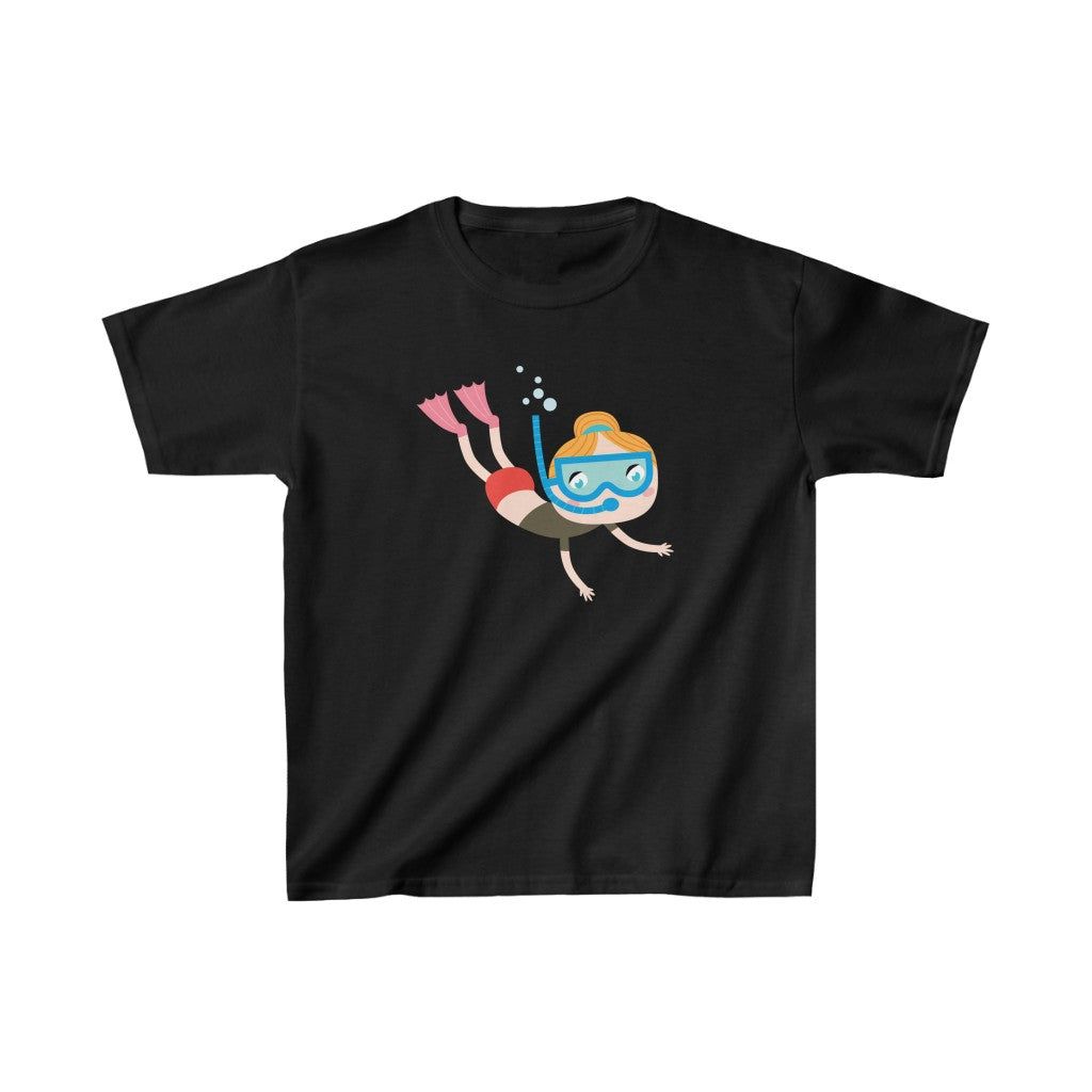 Cartoon Kid Snorkelling - Kids Heavy Cotton™ Tee