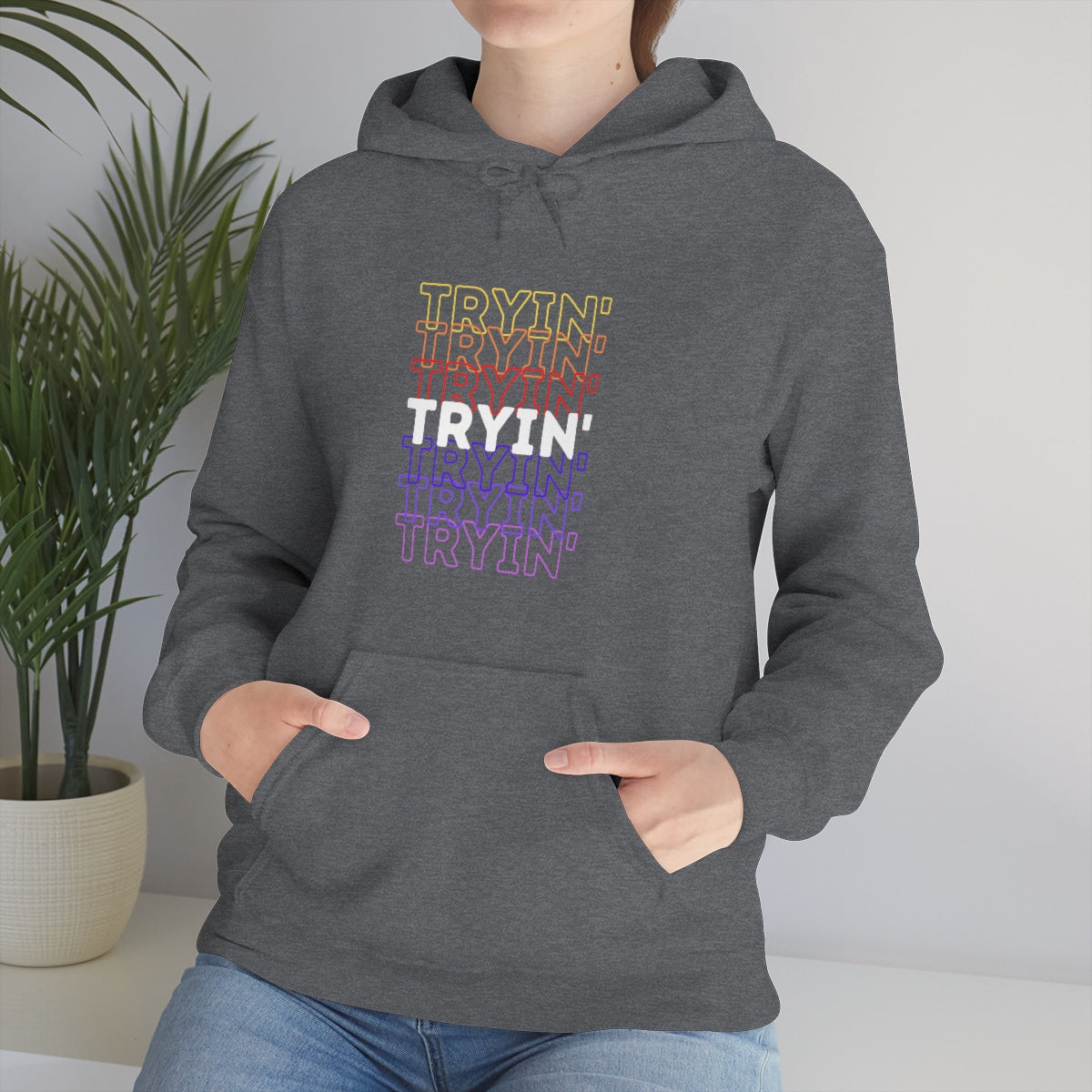 Tryin' Repeating Rainbow - Unisex Heavy Blend™ Hooded Sweatshirt