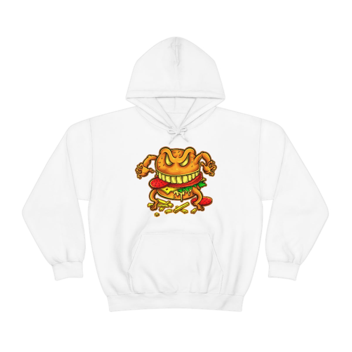 Cartoon Art - Evil Deluxe Cheese Burger - Unisex Heavy Blend™ Hooded Sweatshirt