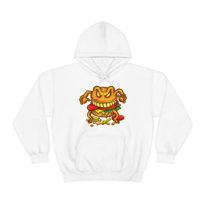 Cartoon Art - Evil Deluxe Cheese Burger - Unisex Heavy Blend™ Hooded Sweatshirt