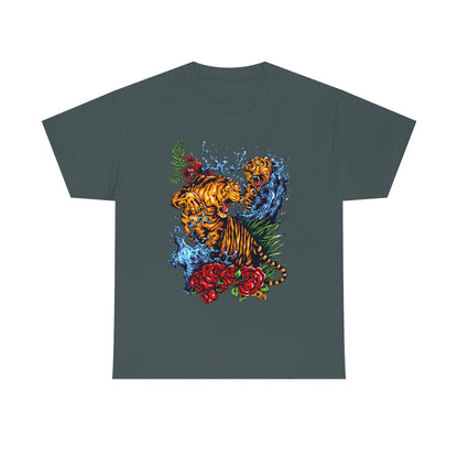 Tattoo Art - Tiger Fight - Unisex Heavy Cotton Tee