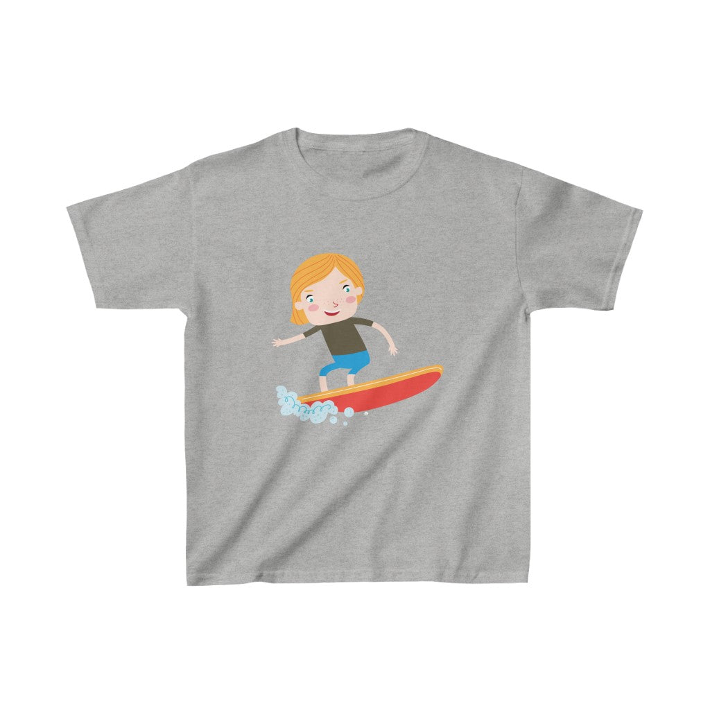 Cartoon Kid Surfing - Kids Heavy Cotton™ Tee