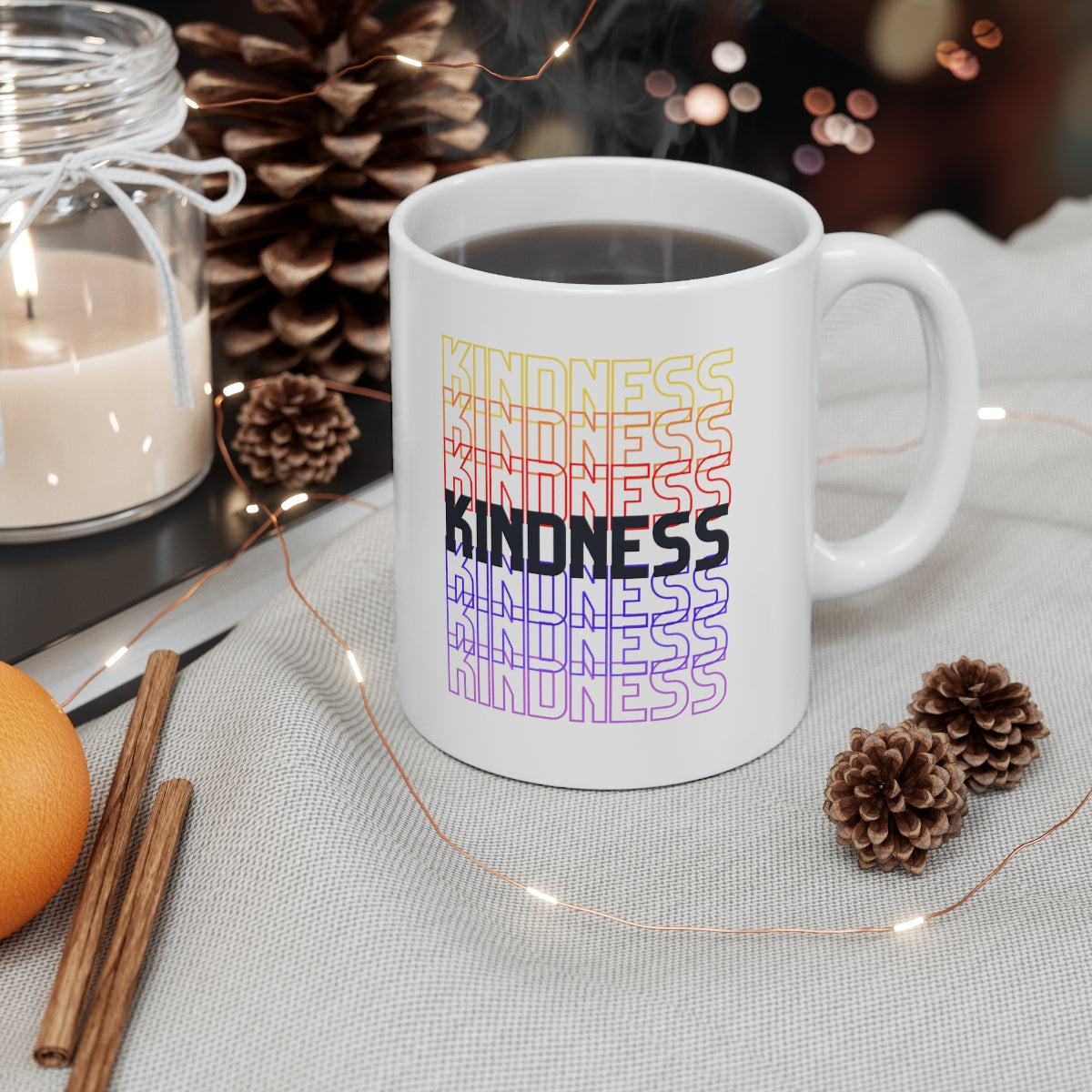 Kindness - Rainbow Words - Ceramic Mug 11oz