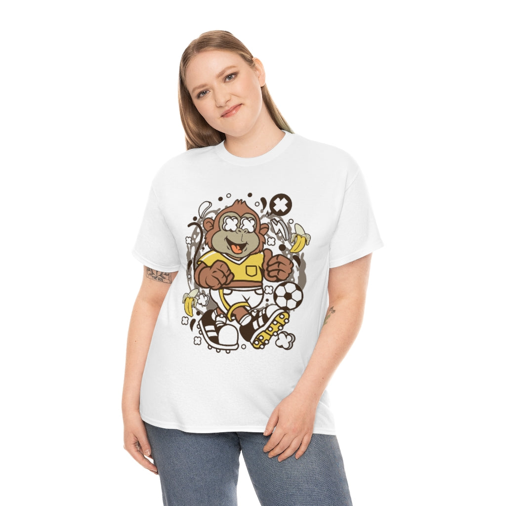 Cartoon Mad Monkey Soccer - Unisex Heavy Cotton Tee