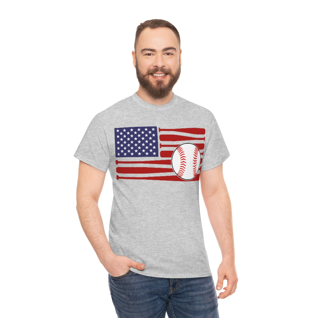 Baseball USA Flag - Unisex Cotton Tee