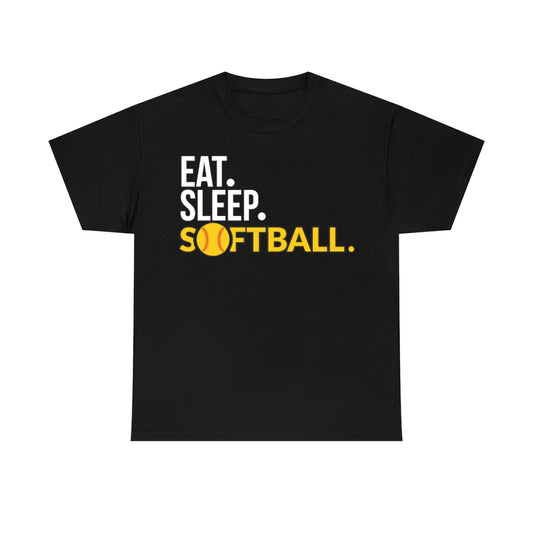 Eat Sleep Softball - Ball motif - Unisex Heavy Cotton Tee