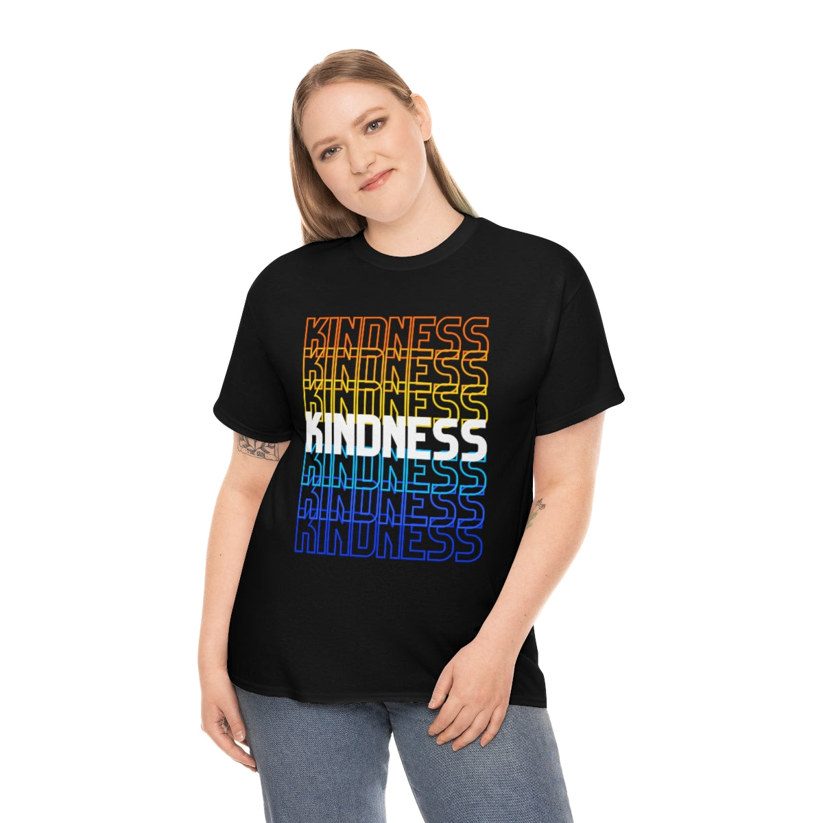 KINDNESS - repeating rainbow - Unisex Heavy Cotton Tee