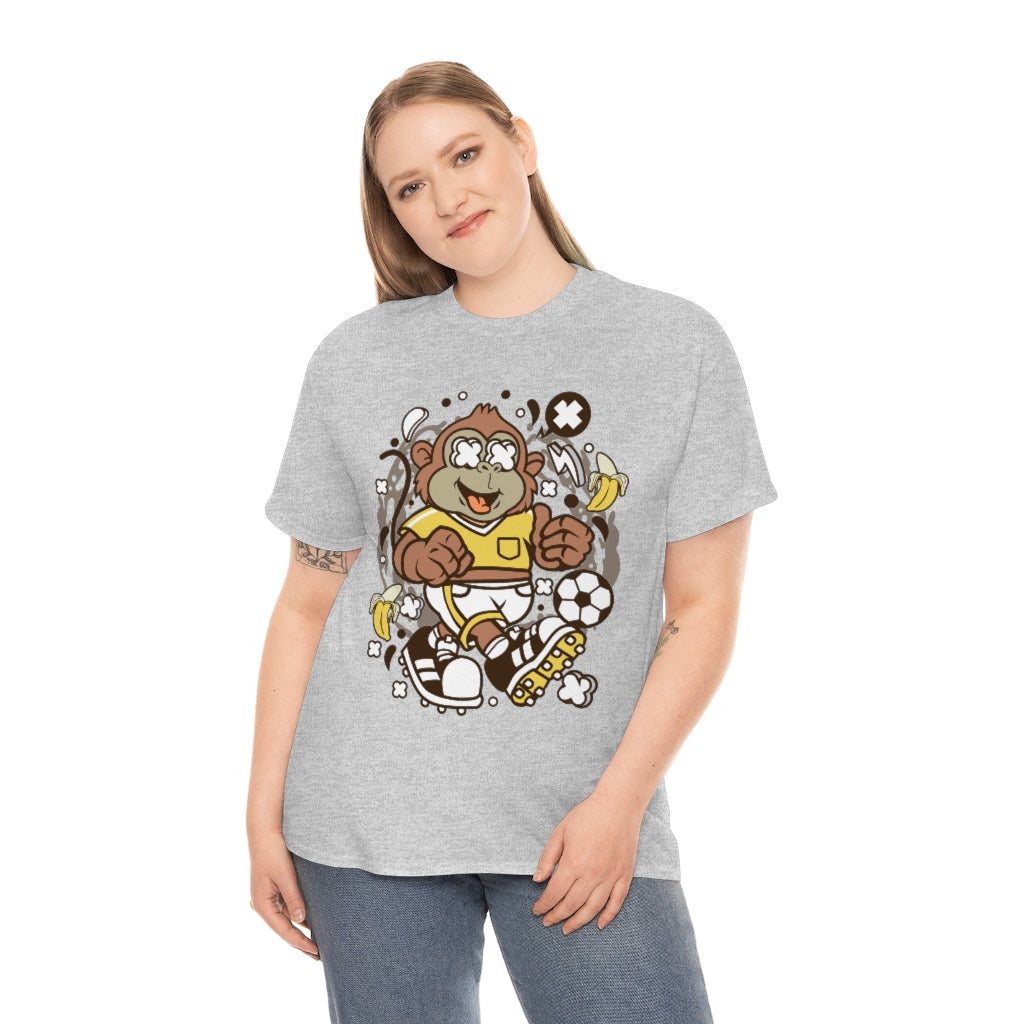 Cartoon Mad Monkey Soccer - Unisex Heavy Cotton Tee