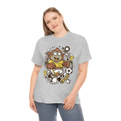 Cartoon Mad Monkey Soccer - Unisex Heavy Cotton Tee