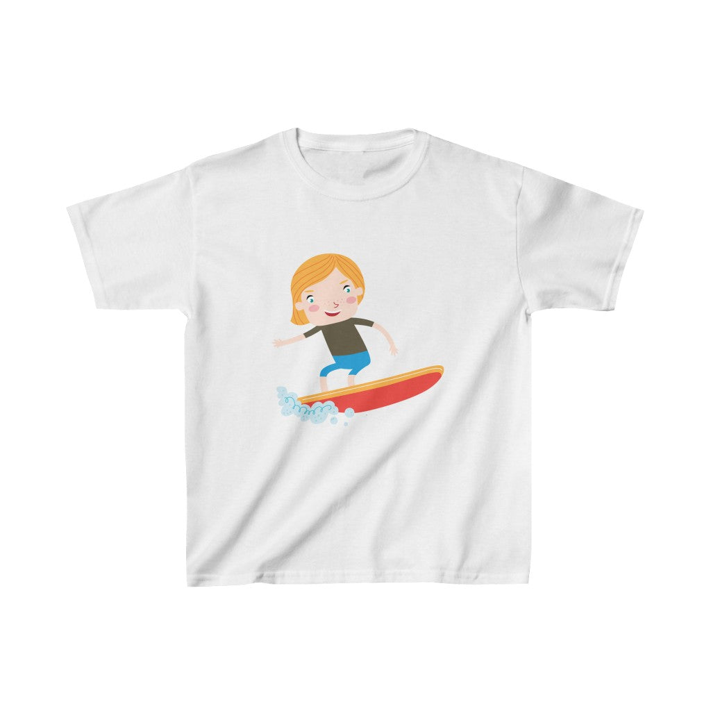 Cartoon Kid Surfing - Kids Heavy Cotton™ Tee