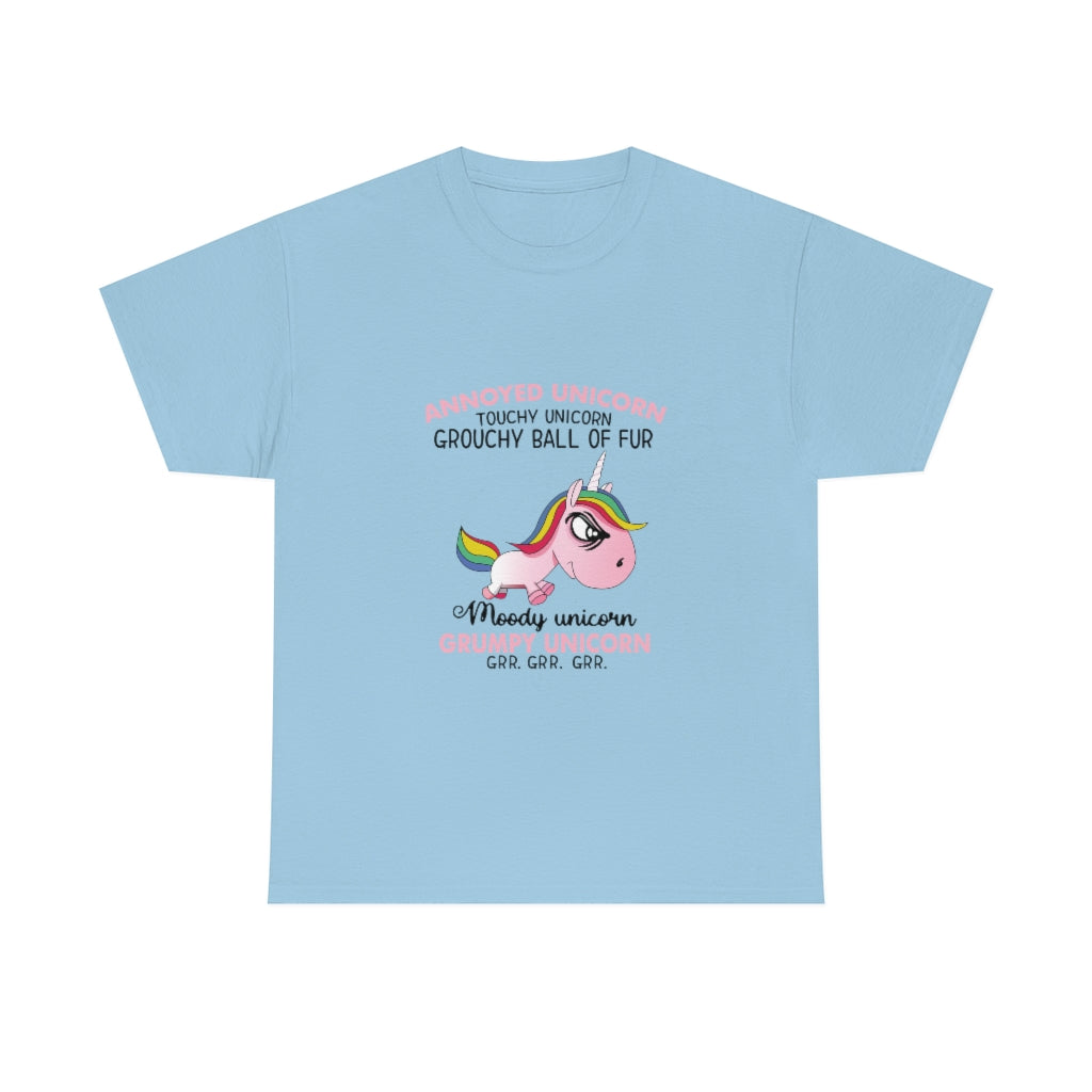 Grumpy Unicorn grr grr grr- Unisex Heavy Cotton Tee