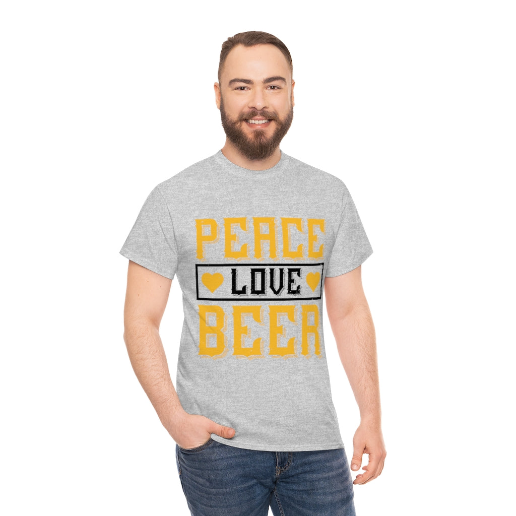 Peace, Love, Beer - Unisex Heavy Cotton Tee