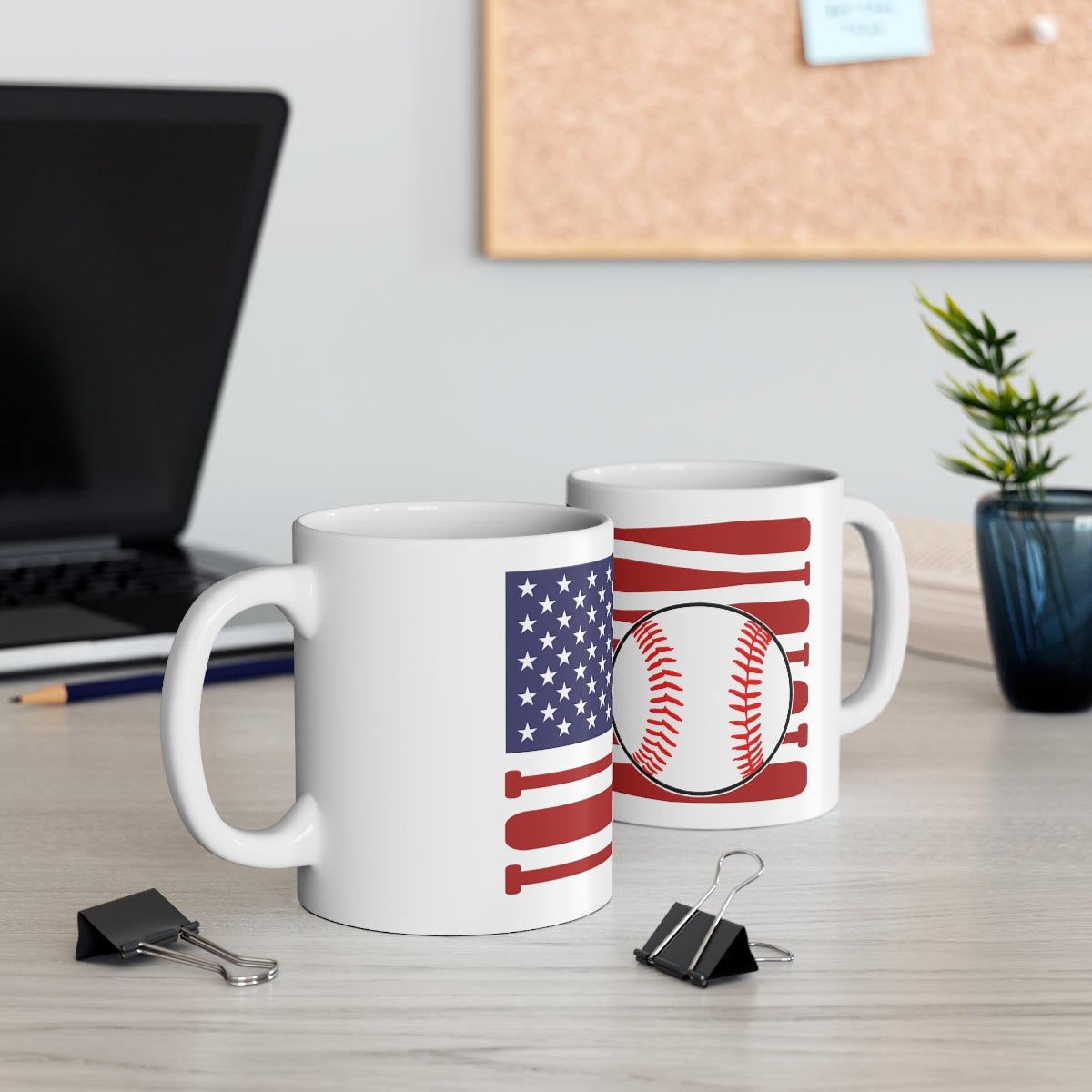 USA Flag Baseball - Ceramic Mug 11oz