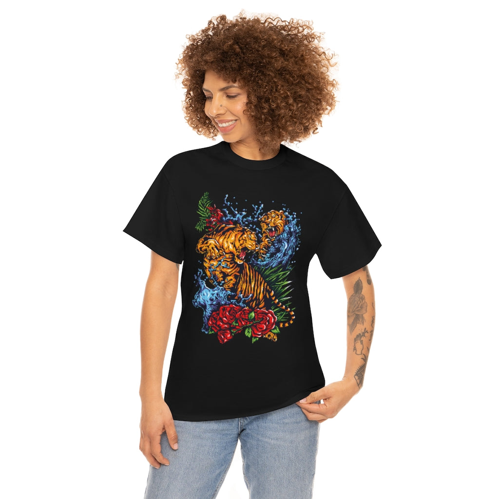 Tattoo Art - Tiger Fight - Unisex Heavy Cotton Tee