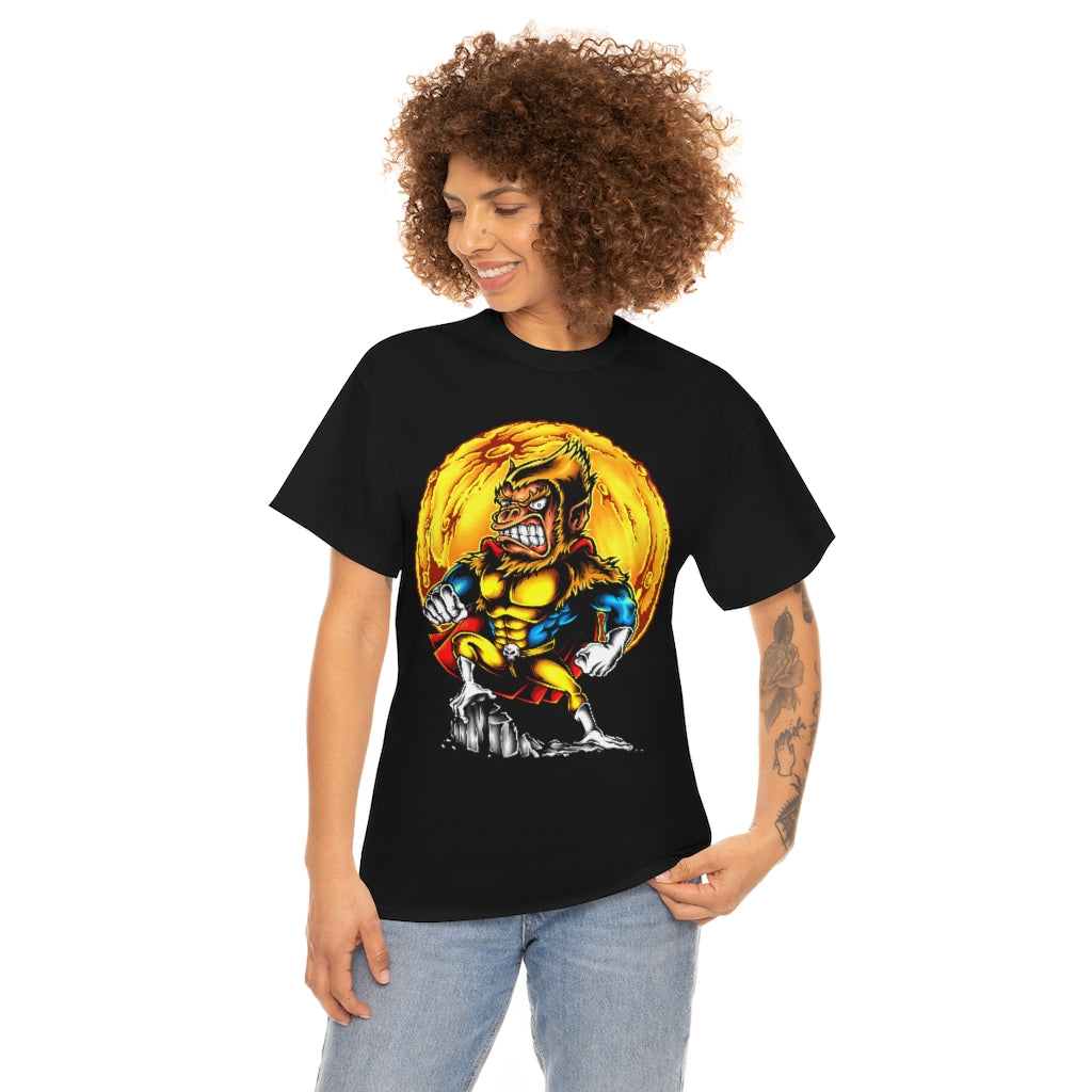 Cartoon Art - Manic Moon Ape - Unisex Heavy Cotton Tee