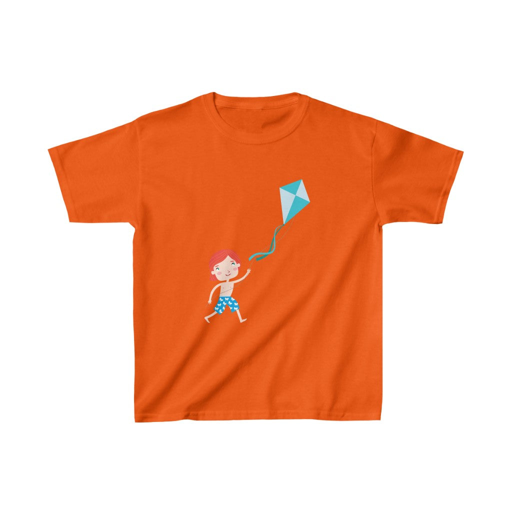 Cartoon Kid with Kite - Kids Heavy Cotton™ Tee