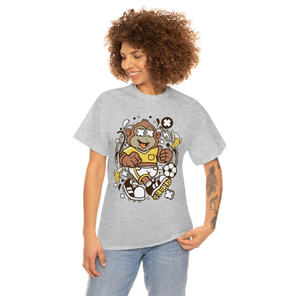 Cartoon Mad Monkey Soccer - Unisex Heavy Cotton Tee