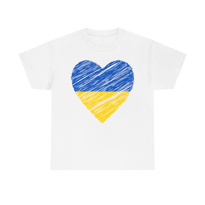 Blue and Yellow Heart - Unisex Heavy Cotton Tee