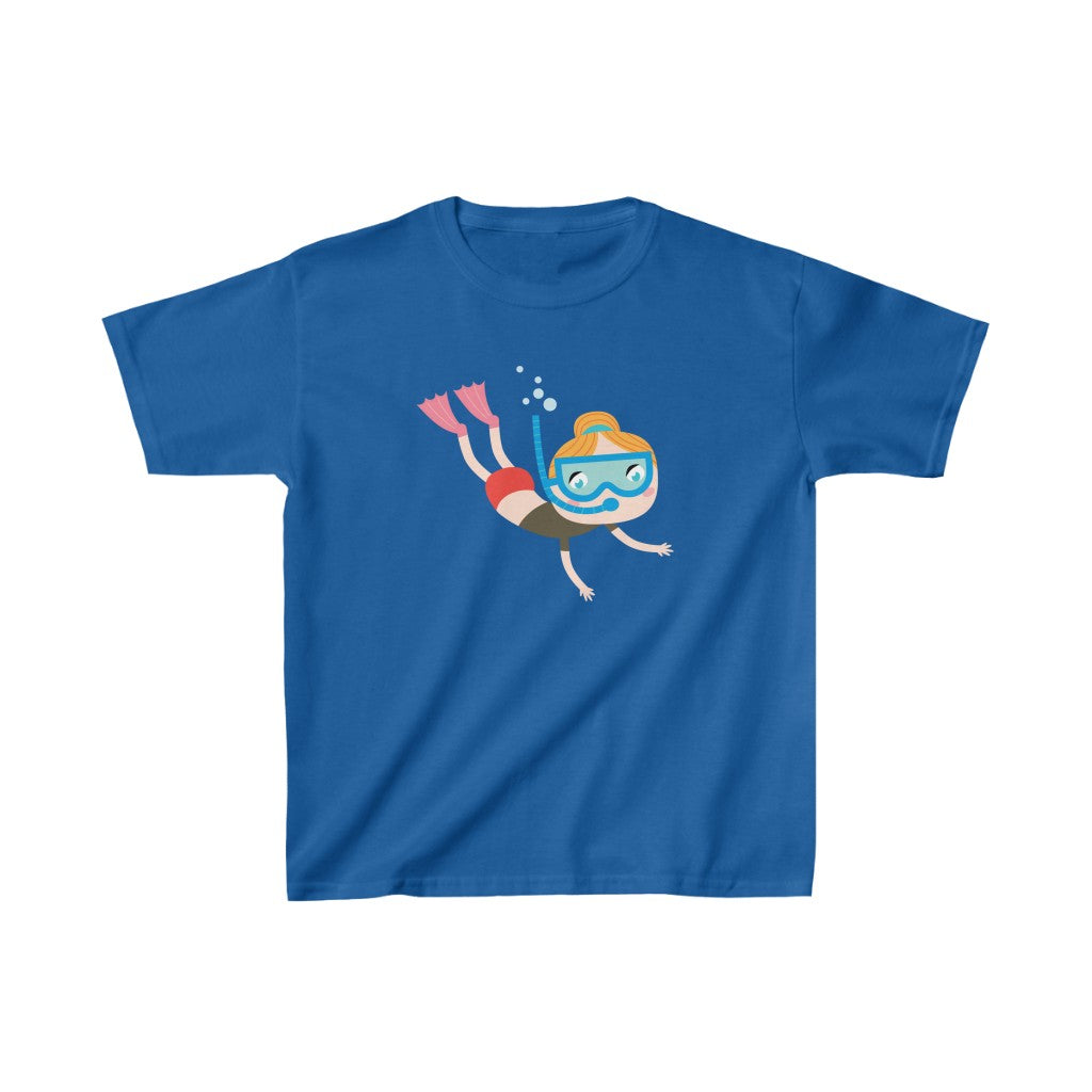 Cartoon Kid Snorkelling - Kids Heavy Cotton™ Tee