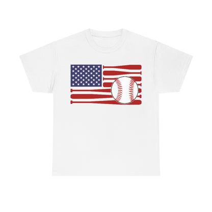 Baseball USA Flag - Unisex Cotton Tee